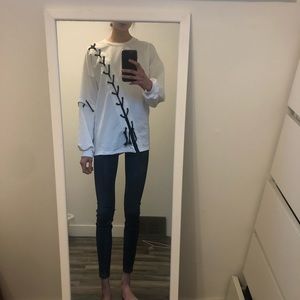 Edgy laced up crew neck